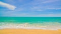 Aerial view big waves from Andaman sea hit on long beach at Tay Muang in Phang Nga province. Royalty Free Stock Photo