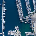 Aerial view of the big yacht marina in Marmaris Royalty Free Stock Photo