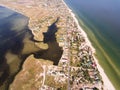 Aerial view of Bilosarais`ka spit on Azov Sea, Donetsk region