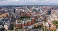 Aerial view of a Birmingham cityscape skyline with city centre prominent