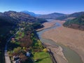 Aerial view of Bistrita river and Ceahlau