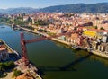 Aerial view of Bizkaia suspension Bridge Royalty Free Stock Photo