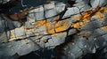 Aerial View of Black and Gold Color Mountain Hard Cracked Rock as Contemporary Background