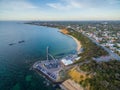 Aerial view of Black Rock pier, and shipwreck of HMVS cerberus a