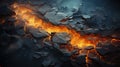 Aerial View Black Rock Striation with Lava Veins Vibrant Raking Contemporary Background