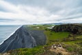 Aerial view of the black sand beach from Dyrholaey Iceland