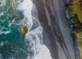 Aerial view of black sand beach at LÃÂ¦kjavik nature preserve in Iceland Royalty Free Stock Photo