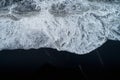 Aerial view of Black sand beach and ocean waves in Iceland Royalty Free Stock Photo