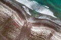 Aerial view of black sand beach and ocean waves Royalty Free Stock Photo