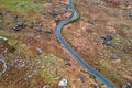 Aerial view of Black Valley, located in county Kerry, south of the Gap of Dunloe and north of Moll`s Gap, in Ireland Royalty Free Stock Photo