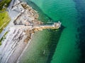 Aerial view of Blackrock beach with Diving tower in Salthill