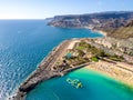 Aerial view of the blissful Playa de Amadores beach bay on Gran Canaria island, Spain Royalty Free Stock Photo