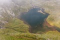 Aerial view of Bliznaka (Twin) lake in Rila mountains, Bulgar