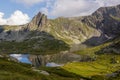 Aerial view of Bliznaka (Twin) lake in Rila mountains, Bulgar