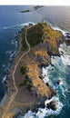 Aerial view of the Bloods Islands and Parata Tower, Corsica. France.