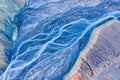 Aerial view of blue canyon riverbed Royalty Free Stock Photo