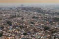 Aerial view of blue city, Jodhpur, Rajasthan,India. Resident Brahmins worship Lord Shiva and painted their houses in blue as blue