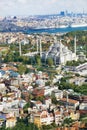 Aerial view of Blue Mosque istanbul Turkey. Royalty Free Stock Photo