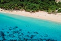 Aerial view of blue ocean and luxury tropical beach in Bali. Melasti beach