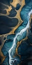 Aerial Photography: Moody Blue And Gold River In Fluid Formation