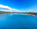 Aerial view of blue sea and blue sky in Porto Ferro Royalty Free Stock Photo