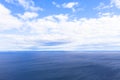 Aerial view of a blue sea water background and sun reflections. Aerial flying drone view. Waves water surface texture on sunny tro Royalty Free Stock Photo