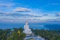 aerial view blue sky and blue ocean are on the back of Phuket Big Buddha statue Royalty Free Stock Photo