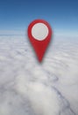 Aerial view of blue sky, clouds and horizon with a red locator Royalty Free Stock Photo