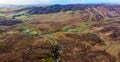 Aerial view of the bluestack mountains above the Owentocker River in Donegal - Ireland