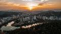 Aerial View Of Blumenau City With Drone Royalty Free Stock Photo