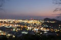 The aerial view of blurry Refinery plant