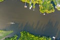 Aerial view of a boat on Dog River in Theodore, Alabama Royalty Free Stock Photo