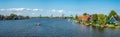 Panorama of Zaanse Schans historic windmills in the Netherlands