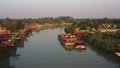 Aerial view of boat logistic in Chaopraya River Thailand