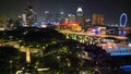 Aerial view of Boat Quay and Singapore skyline from Cavenagh Bridge at night Royalty Free Stock Photo