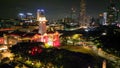 Aerial view of Boat Quay and Singapore skyline from Cavenagh Bridge at night Royalty Free Stock Photo