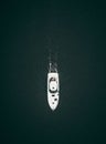 Aerial view of a boat sailing on the Chicago river during the daytime Royalty Free Stock Photo