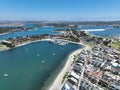 Aerial view of boats and kayaks in Mission Bay in San Diego, California. USA. Royalty Free Stock Photo