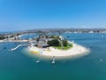 Aerial view of boats and kayaks in Mission Bay water sports zone in San Diego, California. USA. Royalty Free Stock Photo