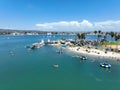 Aerial view of boats and kayaks in Mission Bay water sports zone in San Diego, California. USA. Royalty Free Stock Photo