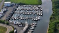Aerial view of boats in Marina on Cheesequake Creek in Matawan, NJ.
