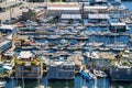 Aerial view of boats moored on Lake Union Seattle Washington Royalty Free Stock Photo