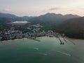 Aerial view boats with tourist departure from jetty Royalty Free Stock Photo