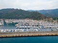 Marmaris Turkey - 26.10.2019: Marina in Marmaris, aerial shoot Royalty Free Stock Photo