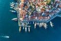 Aerial view of boats, yahts, floating ship and architecture Royalty Free Stock Photo