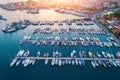 Aerial view of boats, yahts, ship and architecture Royalty Free Stock Photo