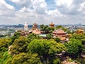 Aerial view of bodhisattva architecture and double sky dragon in Chau Thoi pagoda, Binh Duong province, Vietnam in the afternoon Royalty Free Stock Photo