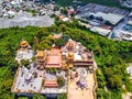 Aerial view of bodhisattva architecture and double sky dragon in Chau Thoi pagoda, Binh Duong province, Vietnam in the afternoon Royalty Free Stock Photo