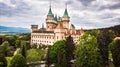 Aerial view of Bojnice medieval castle Royalty Free Stock Photo