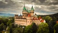 Aerial view of Bojnice medieval castle, UNESCO heritage in Slovakia Royalty Free Stock Photo